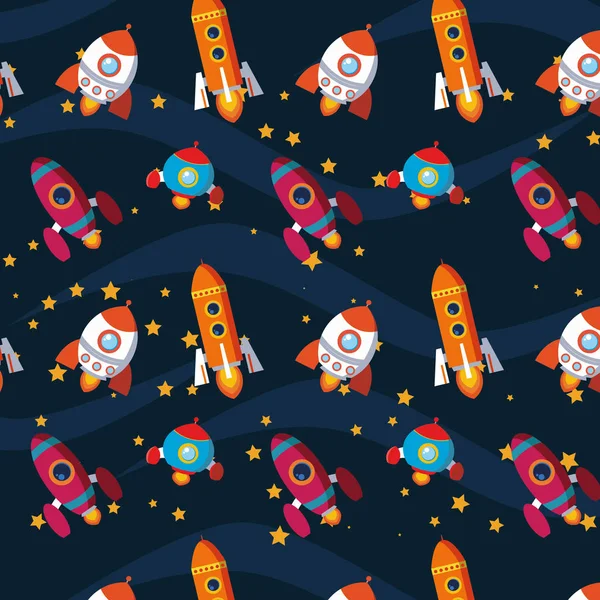 roket, çocuk, desen, duvar kağıdı, arka plan, uzay, astronotlar, banyo, oyuncaklar, çizgi film, çocuk, illüstrasyon, vektör