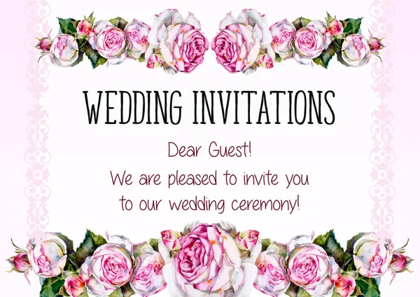 davetiye, düğün, tatil, ihale, gül, Gelin, damat, metin, haritalar, olay, şablon, suluboya, vektör, orijinal