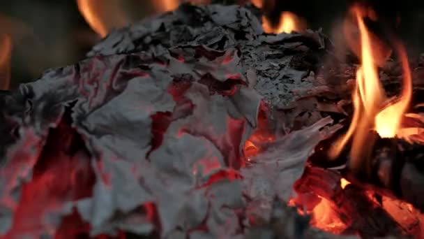 Ceneri di carta bruciata . — Video Stock
