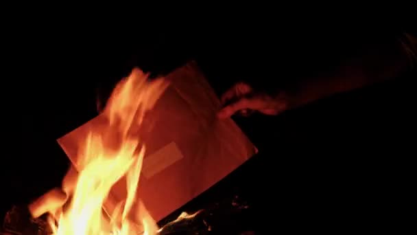 Дівчинка спалює листа . — стокове відео