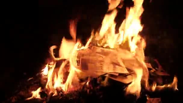 V ohni hoří fotografie. — Stock video