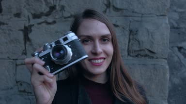 Kadın alarak fotoğraf, vintage.