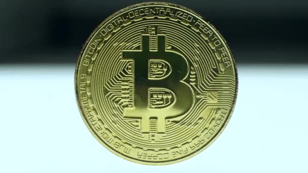 Bitcoin doré sur fond blanc — Video