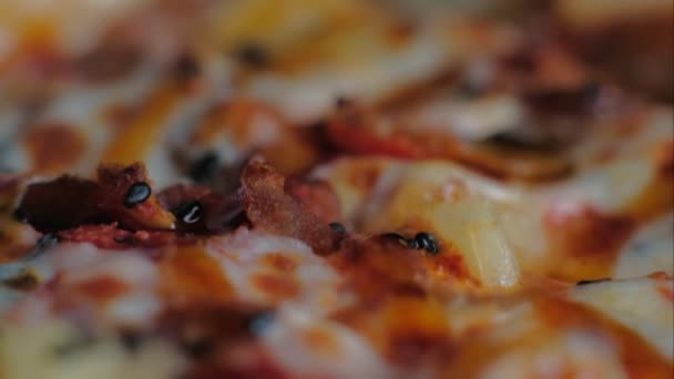 Close up. macro. pizza. — Stock Video