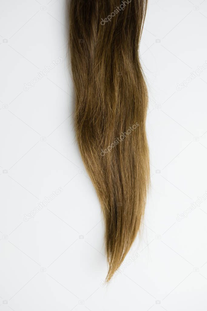 Womens long hair on a white background