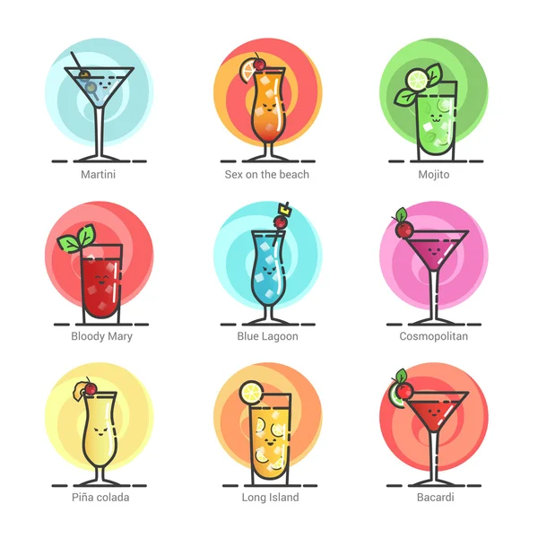 Lista de bebidas de cócteles — Archivo Imágenes Vectoriales
