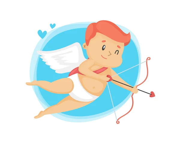 Cupido engraçado com arco e flecha. Ilustração vetorial do Dia de um Valentim — Vetor de Stock