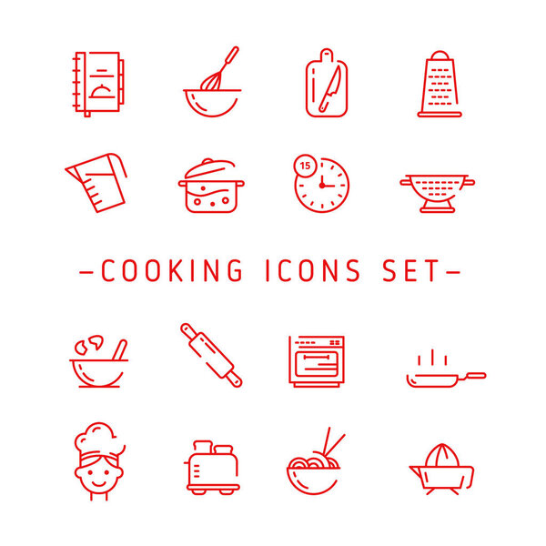 Cooking Icons. Outline Vector Cooking Icon. Cooking Icons Set