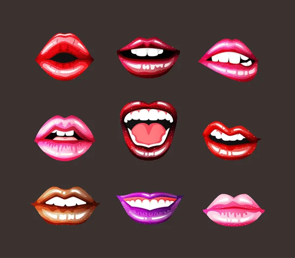 Dudaklar ayarlayın. Parlak dudaklar