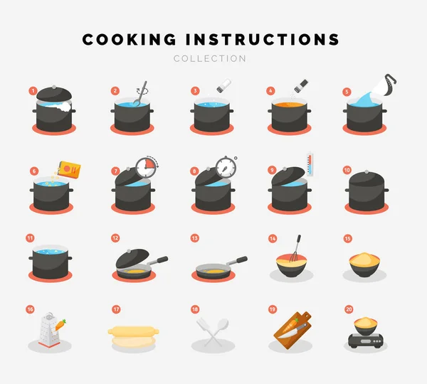 Infographic veya manuel için pişirme düz simgeler