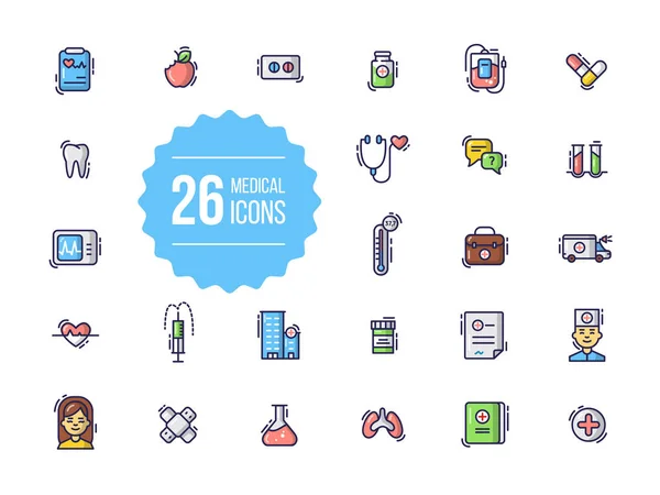 Düz stil tıbbi Icons set