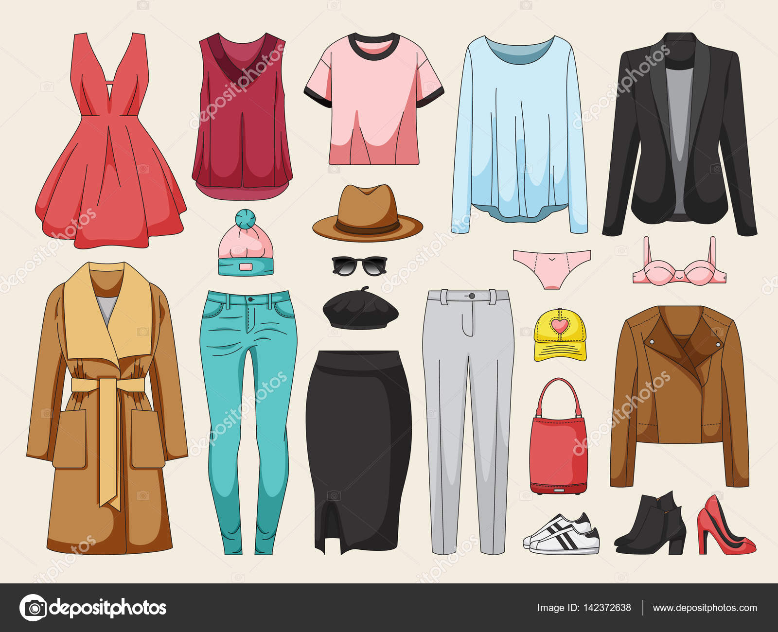 Women's clothing collection Stock Vector by ©Saenko 142372638