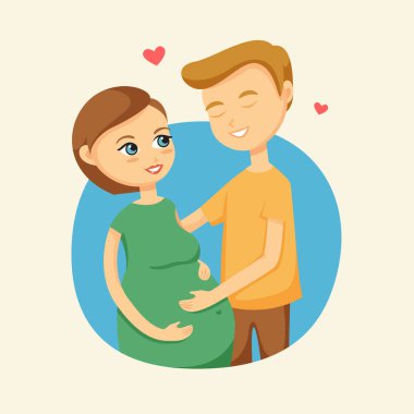 Hamile çift. Karısı ve kocası birlikte