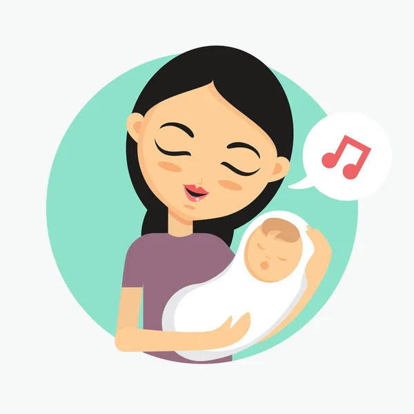 Anya a gyermek, és énekel lullaby — Stock Vector