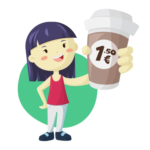 Büyük kağıt bardak kahve ile genç Asyalı kız