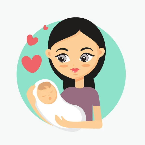 Μητέρα που κρατάει το μικρό μωρό — Διανυσματικό Αρχείο