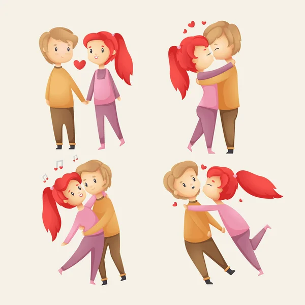 Cute love couple collection. Happy Valentine's day postcard Stock Vector
