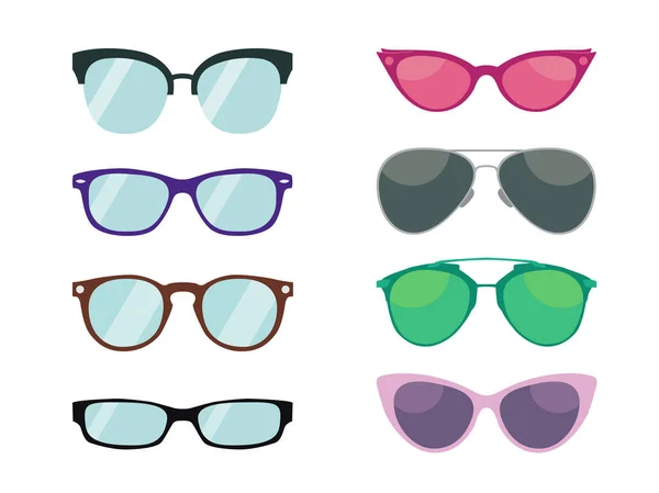 set vektör, gözlük ve güneş gözlüğü