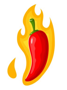 Chili pepper on fire clipart