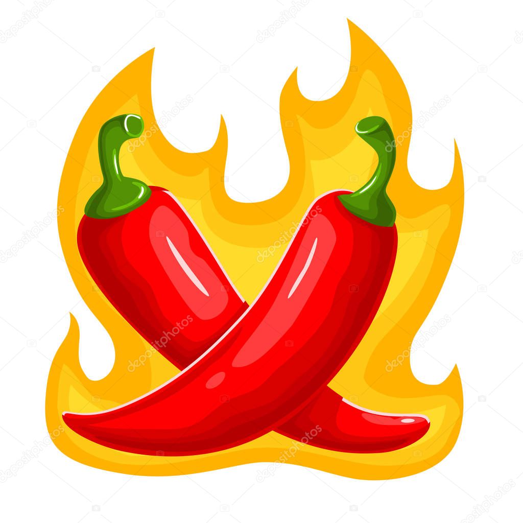 Two chilli peppers on fire