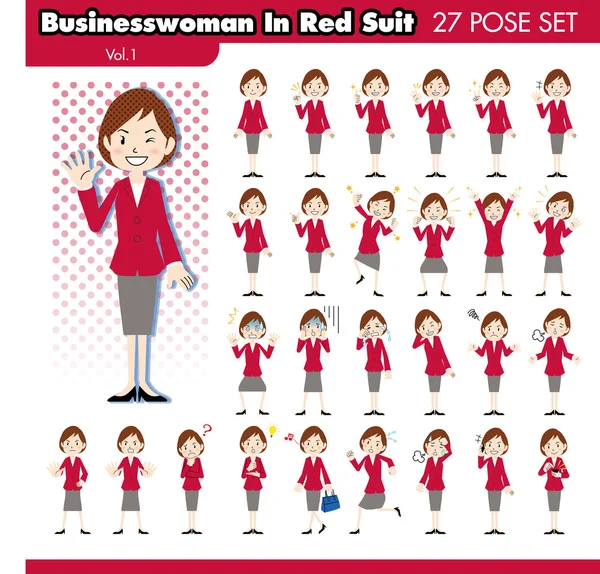 Mulher de negócios em terno vermelho1 —  Vetores de Stock