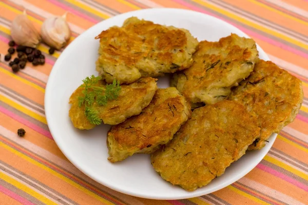 Potato pancakes with garlic and pepper — Stock Photo, Image