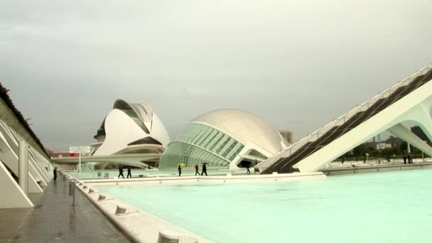 Vänster Höger Pan Inuti Ciudad Las Artes Ciencias Valencia — Stockvideo