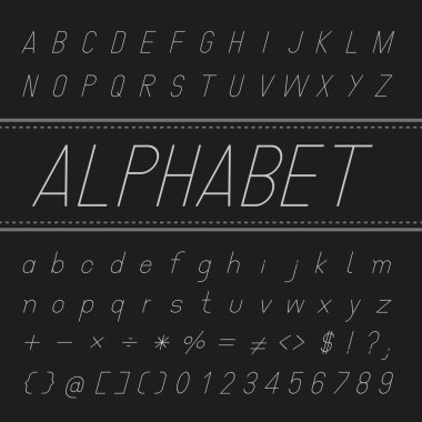Alfabe vektör yazı tipi tasarım (ince italik)
