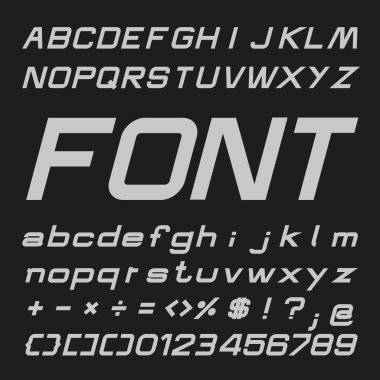 Kalın italik alfabe vektör yazı tipini, türünü harfler ve sayılar