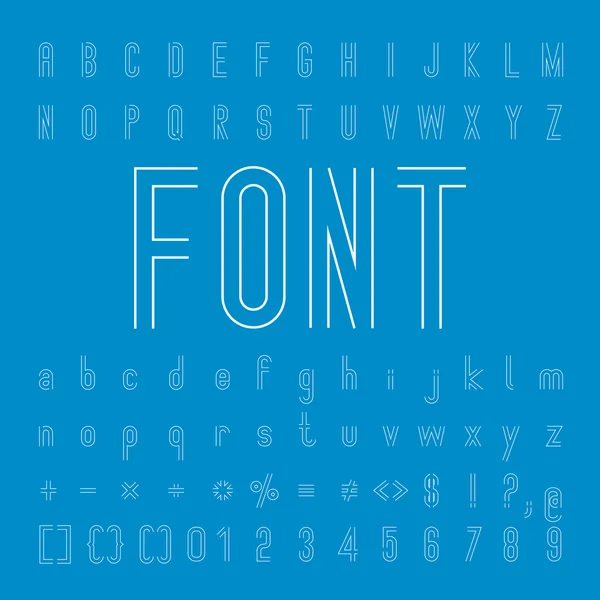 Line Font family Desenho e alfabeto e números — Vetor de Stock