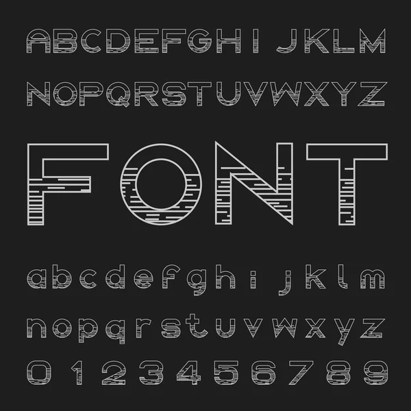 Line Font family Desenho e letras e números — Vetor de Stock