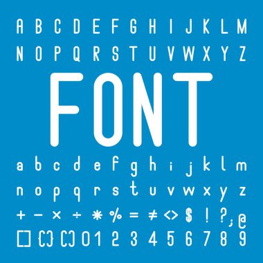 Yuvarlak yazı tipi ailesi ve alfabe vektör tasarımı