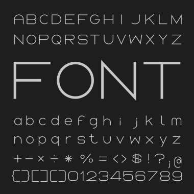 İnce Font Desgin, alfabe ve numaralar vektör
