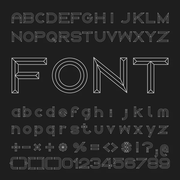 Overzicht lettertype Design, Vector alfabet en cijfers — Stockvector