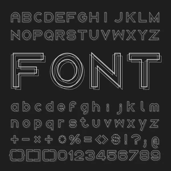 Sovrapposizione font vettoriale, alfabeto e numeri Design — Vettoriale Stock