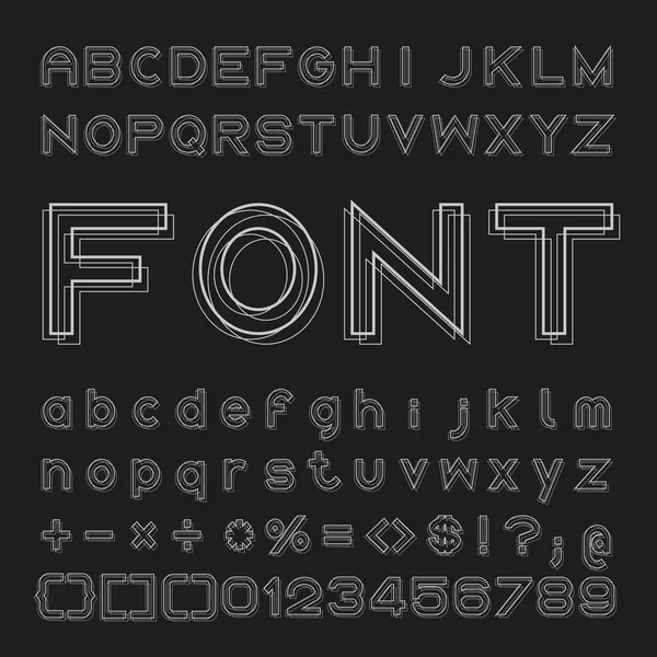 Sobreposição Font Vector, alfabeto e números Design — Vetor de Stock