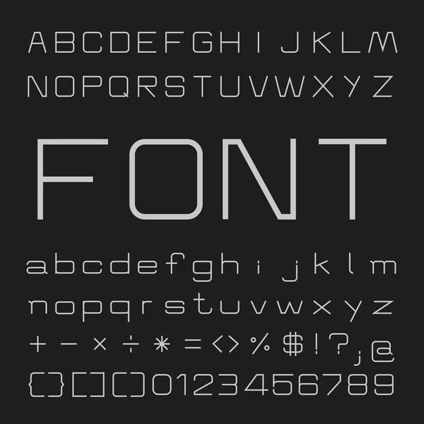 Dunne alfabet vector lettertype, Type letters en cijfers — Stockvector
