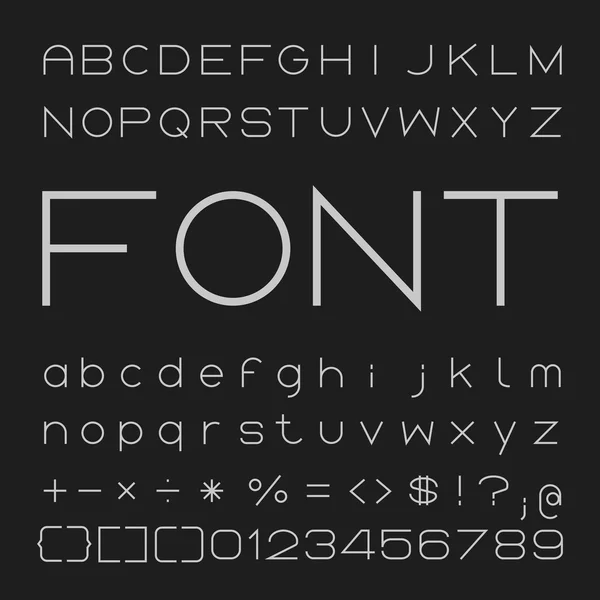 İnce Font Desgin, alfabe ve numaralar vektör — Stok Vektör