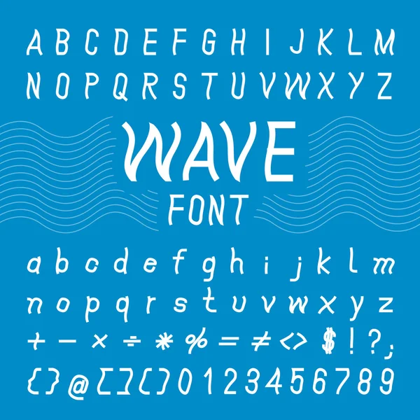 Wave Font Design, alfabeto vetorial — Vetor de Stock