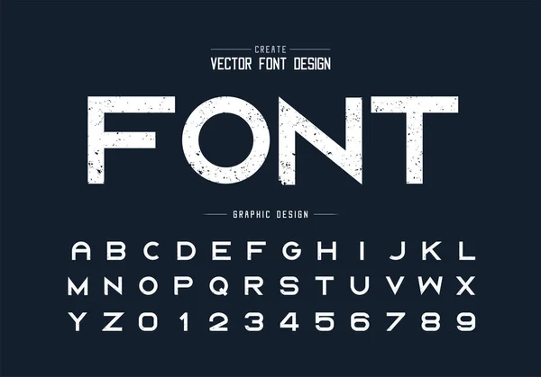 Textura Fuente Grunge Alfabeto Vector Letra Tipo Áspero Diseño Números — Archivo Imágenes Vectoriales