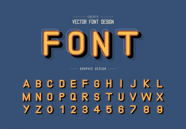 Vektor Písma Stínů Čar Písmena Abecedy Design Čísel Grafický Text — Stockový vektor