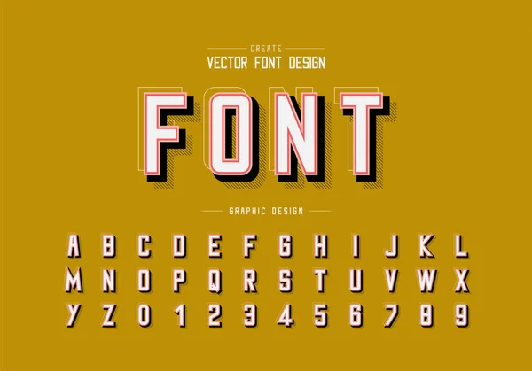 Schaduw Lijn Font Vector Alfabet Lettertype Letternummer Ontwerp Grafische Tekst — Stockvector