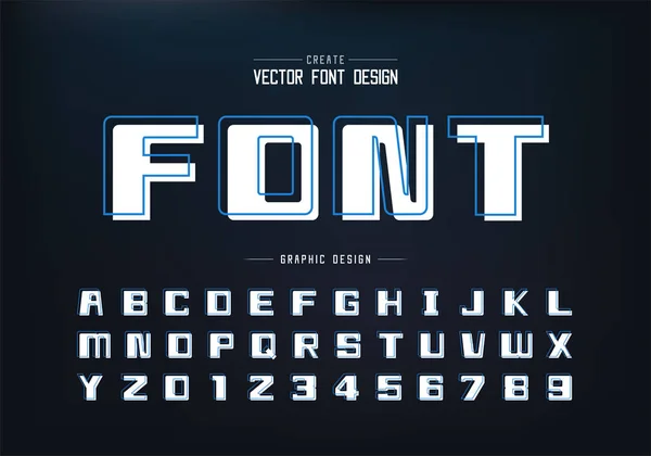 Lijn Lettertype Met Witte Schaduw Vet Alfabet Vector Vierkant Lettertype — Stockvector