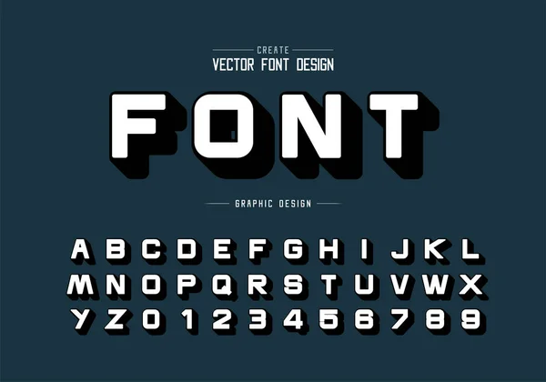 Rond Lettertype Alfabet Vector Schaduw Ontwerp Lettertype Letter Nummer Grafische — Stockvector