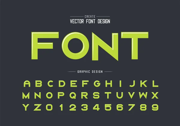 Hoogtepunten Lettertype Alfabet Vector Groen Vet Lettertype Letter Nummer Ontwerp — Stockvector