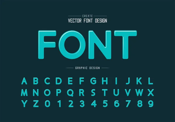 Highlights Lettertype Ronde Alfabet Vector Blauw Ontwerp Lettertype Nummer Grafische — Stockvector