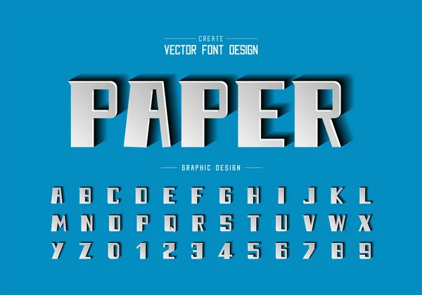 Lettertype Papier Gesneden Vet Alfabet Vector Script Moderne Lettertype Letternummer — Stockvector