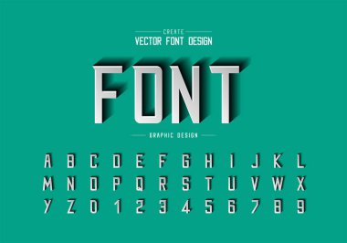 Font paper cut and alphabet vector, Script modern typeface and letter number design, Graphic text on green background