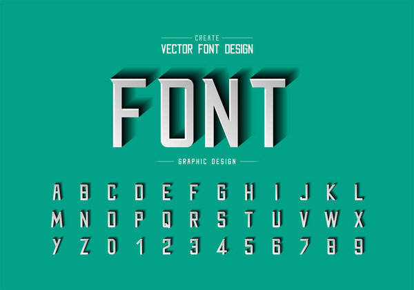 Font paper cut and alphabet vector, Script modern typeface and letter number design, Graphic text on green background
