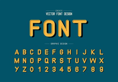 Siyah gölge yazı tipi ve alfabe vektörü, Yazı tipi harfi ve sayı tasarımı, arkaplanda grafiksel metin